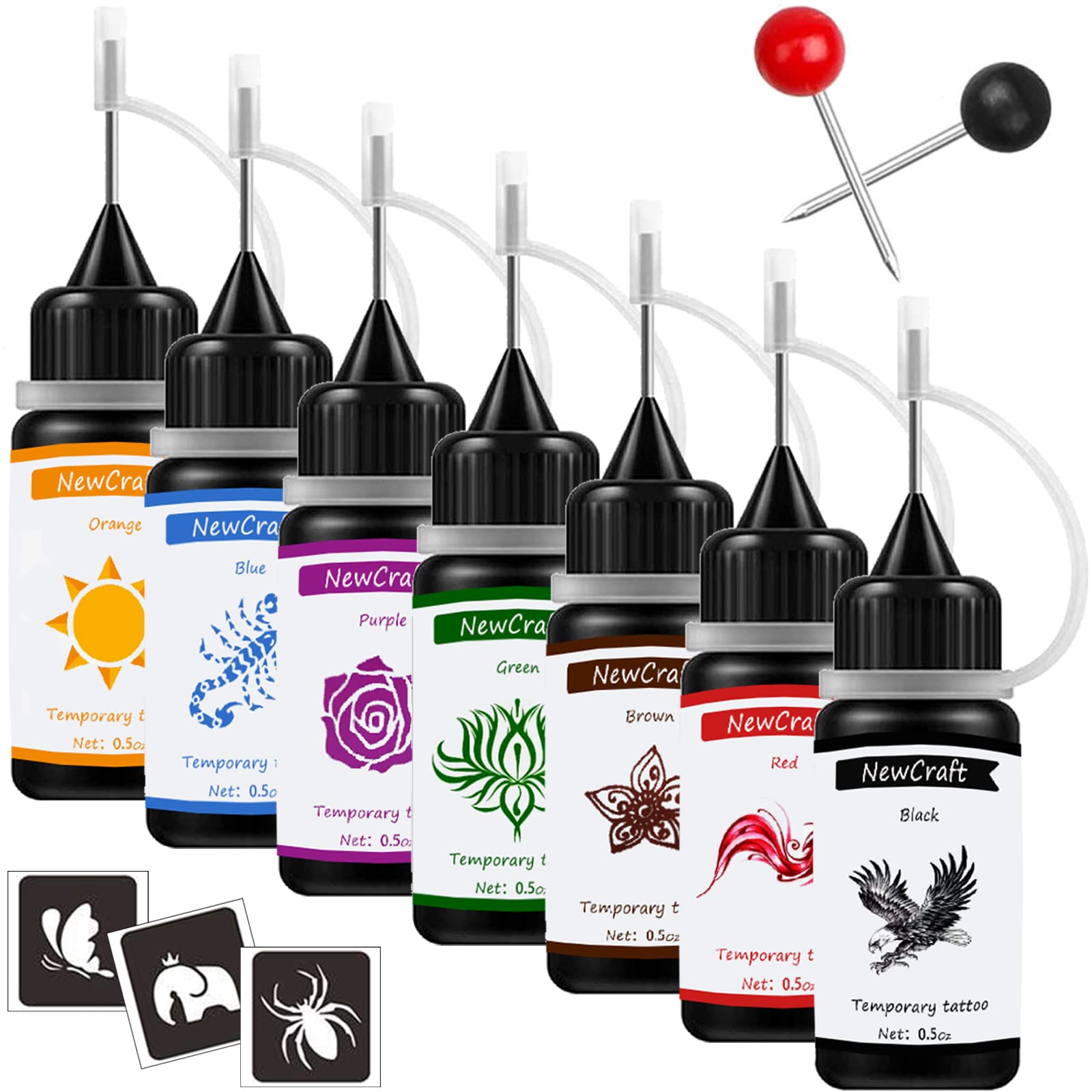 NewCraft tatouage temporaire encre noire, rendu net et durable