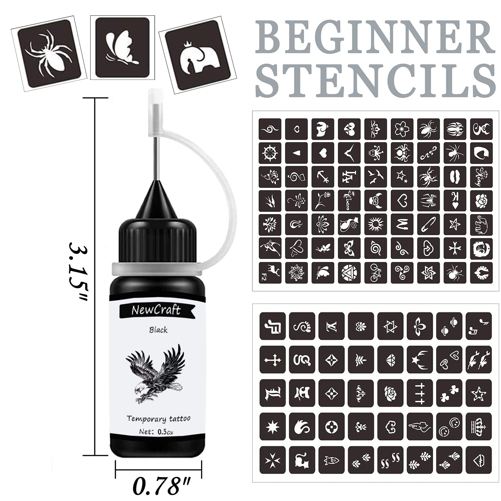 NewCraft tatouage temporaire encre rouge, couleurs vives et faciles à appliquer