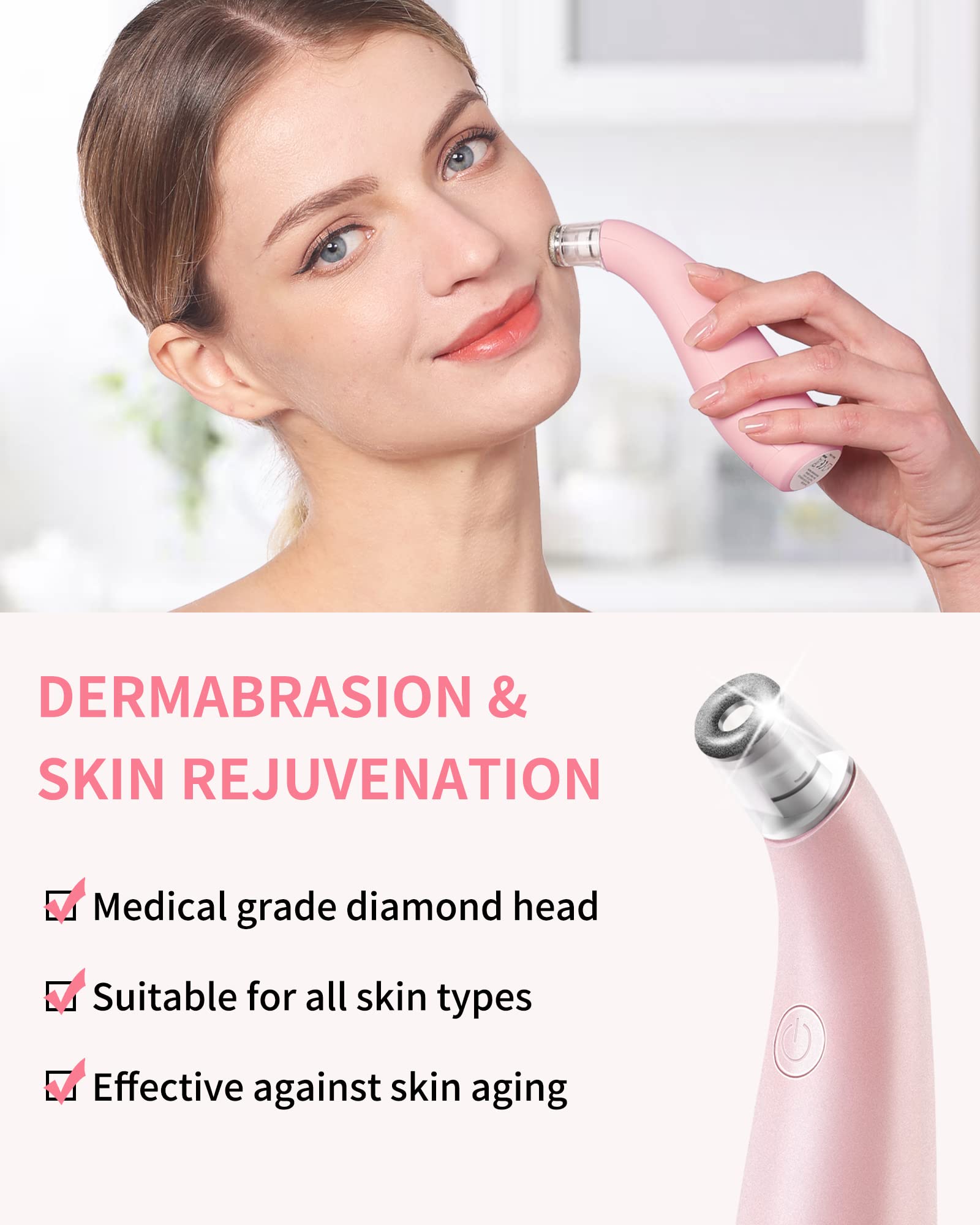 NEWDERMO 2-en-1 : tête diamant rose pour peau plus lisse