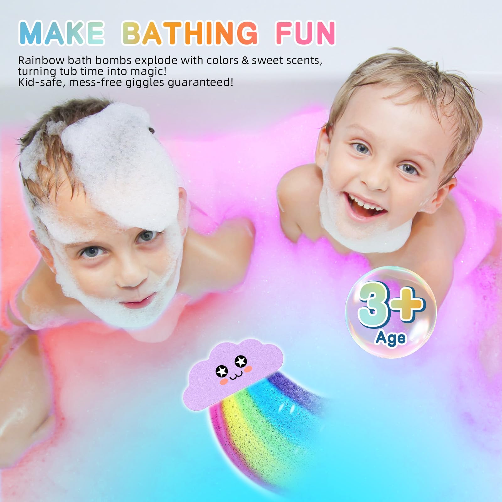 NEWFEIFAN bombes-bain couleurs surprises révélant des teintes vibrantes.