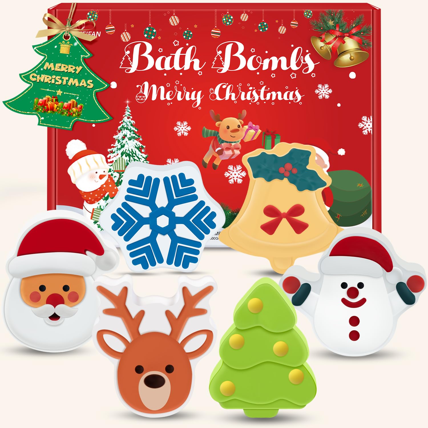 NEWFEIFAN coffret bombes bain Noël pour enfants, six pièces faciles à tenir.