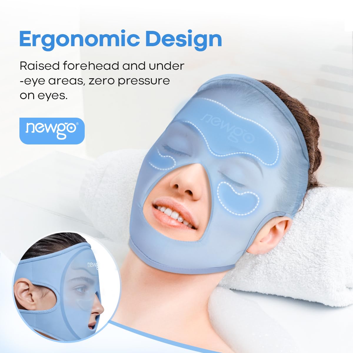 NEWGO Masque Glace Design Double Attaches maintien sûr et confortable