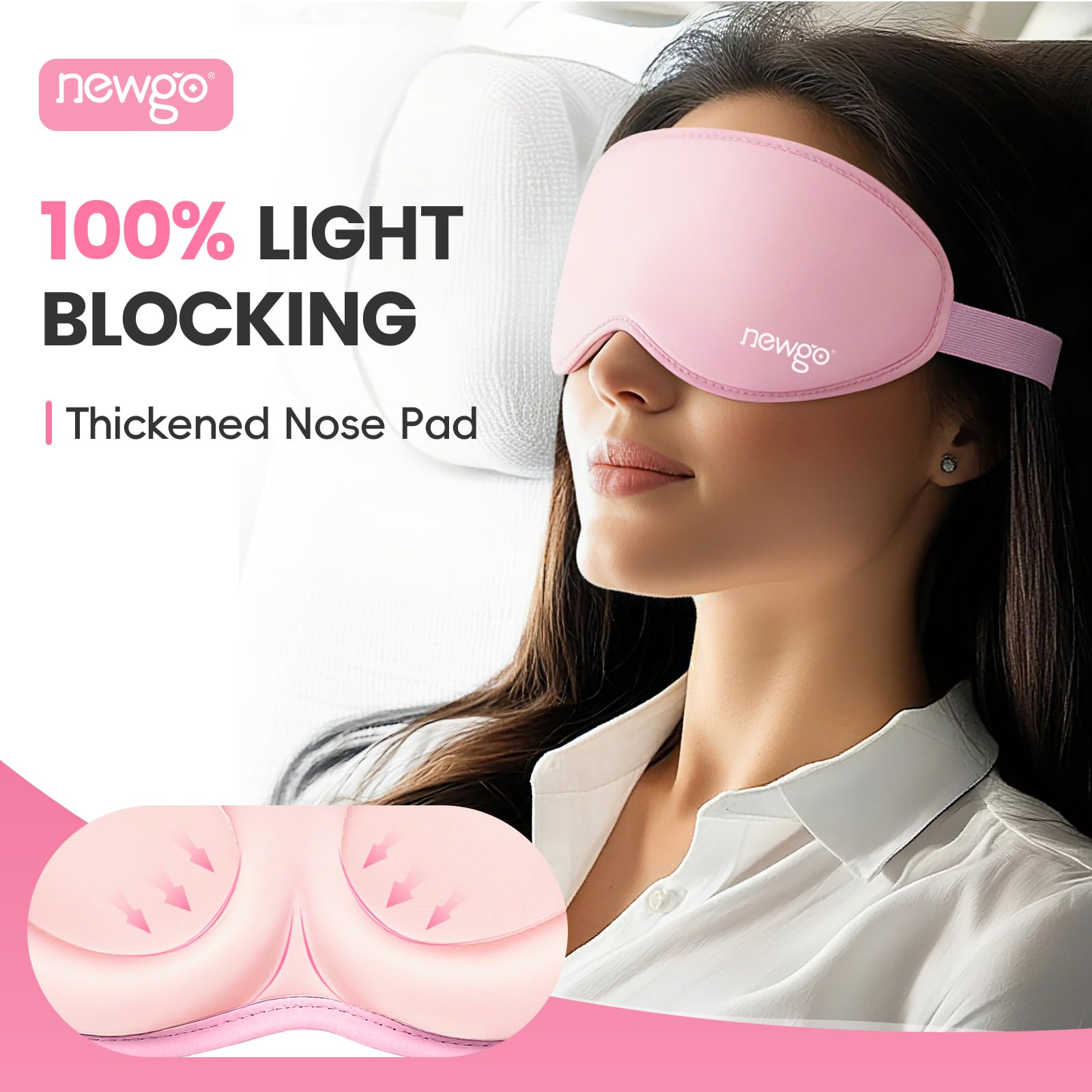 NEWGO masque yeux bloque lumière pour sommeil diurne et repos