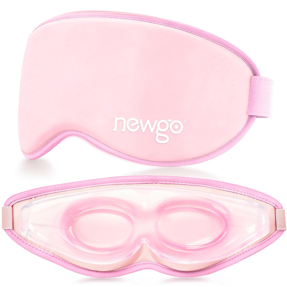 NEWGO masque yeux gel froid 3D rose, confort sans pression et sommeil plus profond