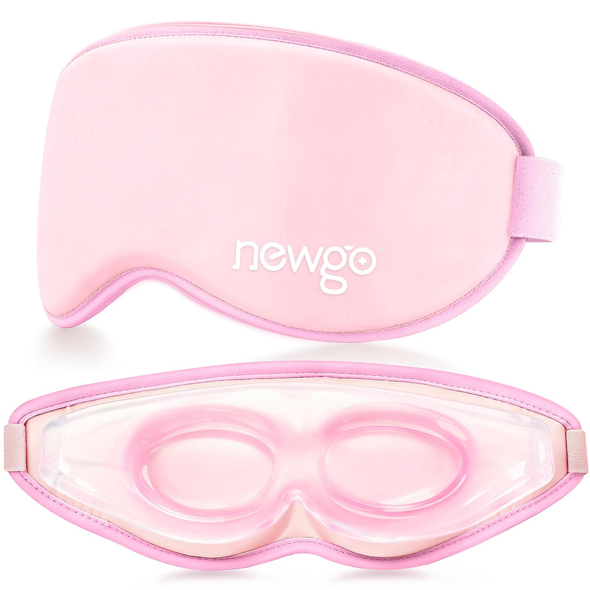 NEWGO masque yeux gel froid 3D rose, confort sans pression et sommeil plus profond