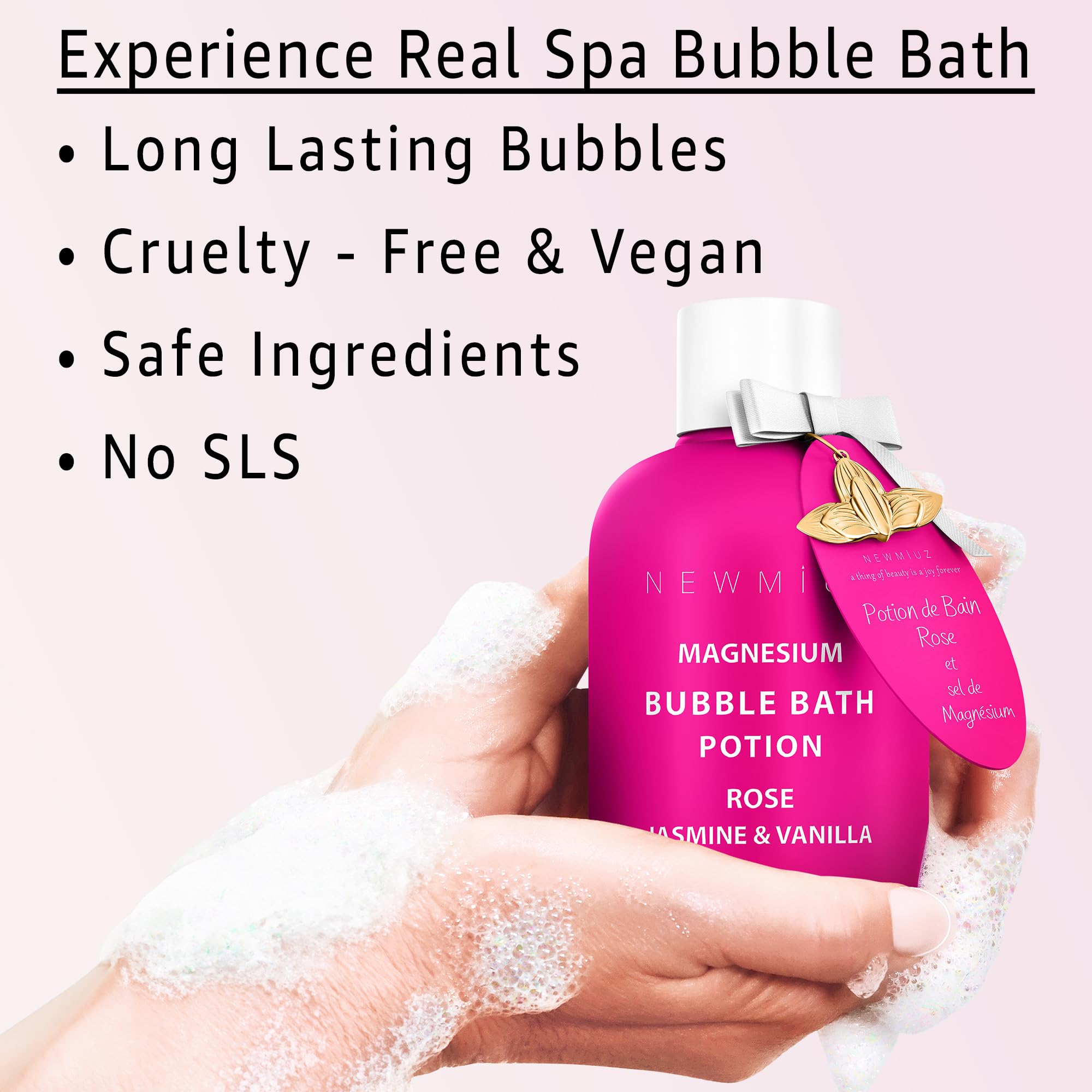 New Miuz Bouteille Bain Mousse, dosage pratique et rapide.