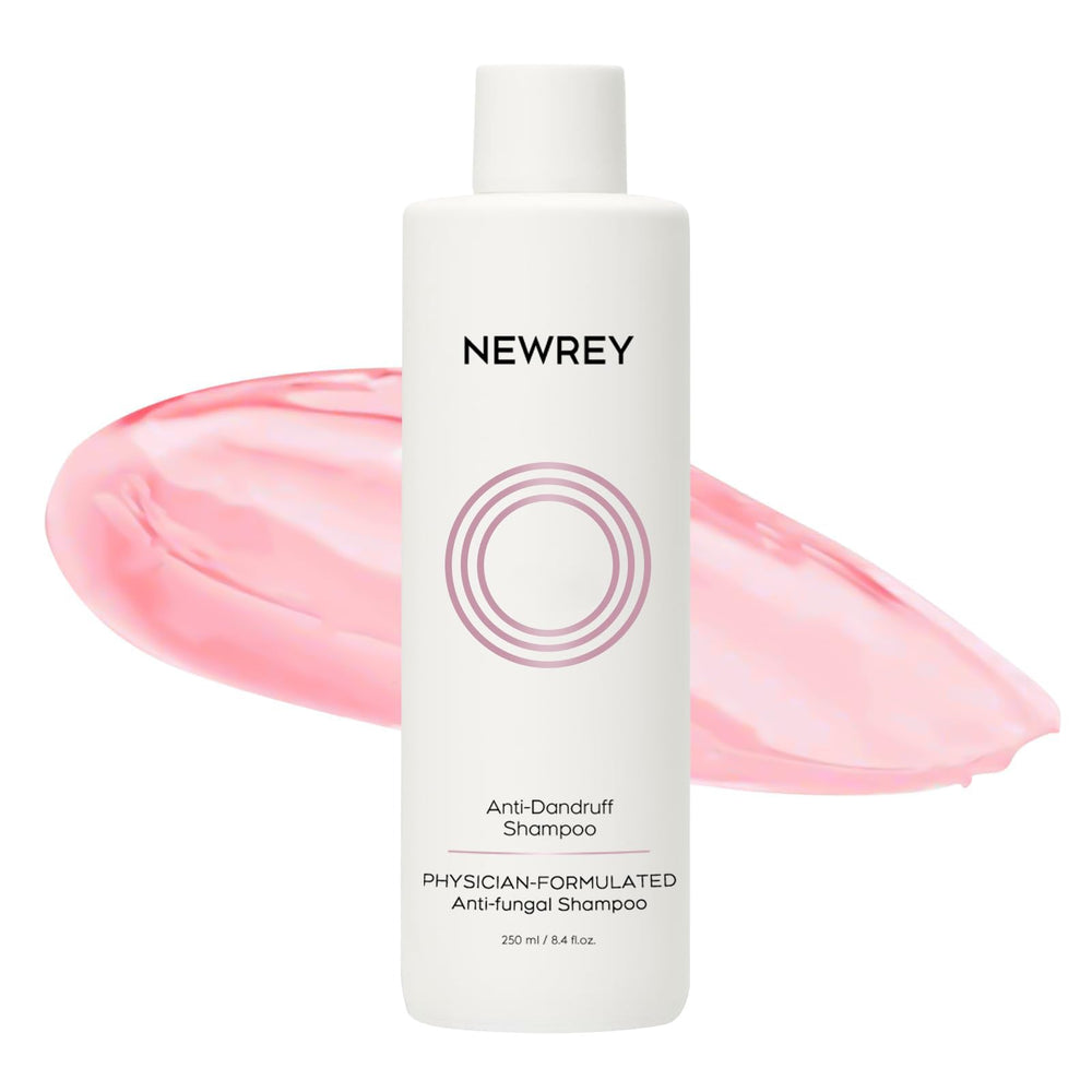 NEWREY Shampoing anti-pelliculaire, bouteille visible, apaise les démangeaisons et l'irritation.