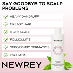 Texture crèmeuse du shampoing NEWREY enveloppant le cuir chevelu pour un soin doux.