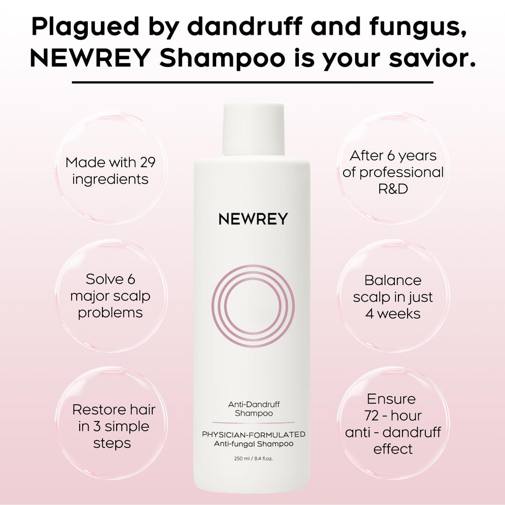 NEWREY Shampoing, soulagement possible des démangeaisons et pellicules, avec une action apaisante.