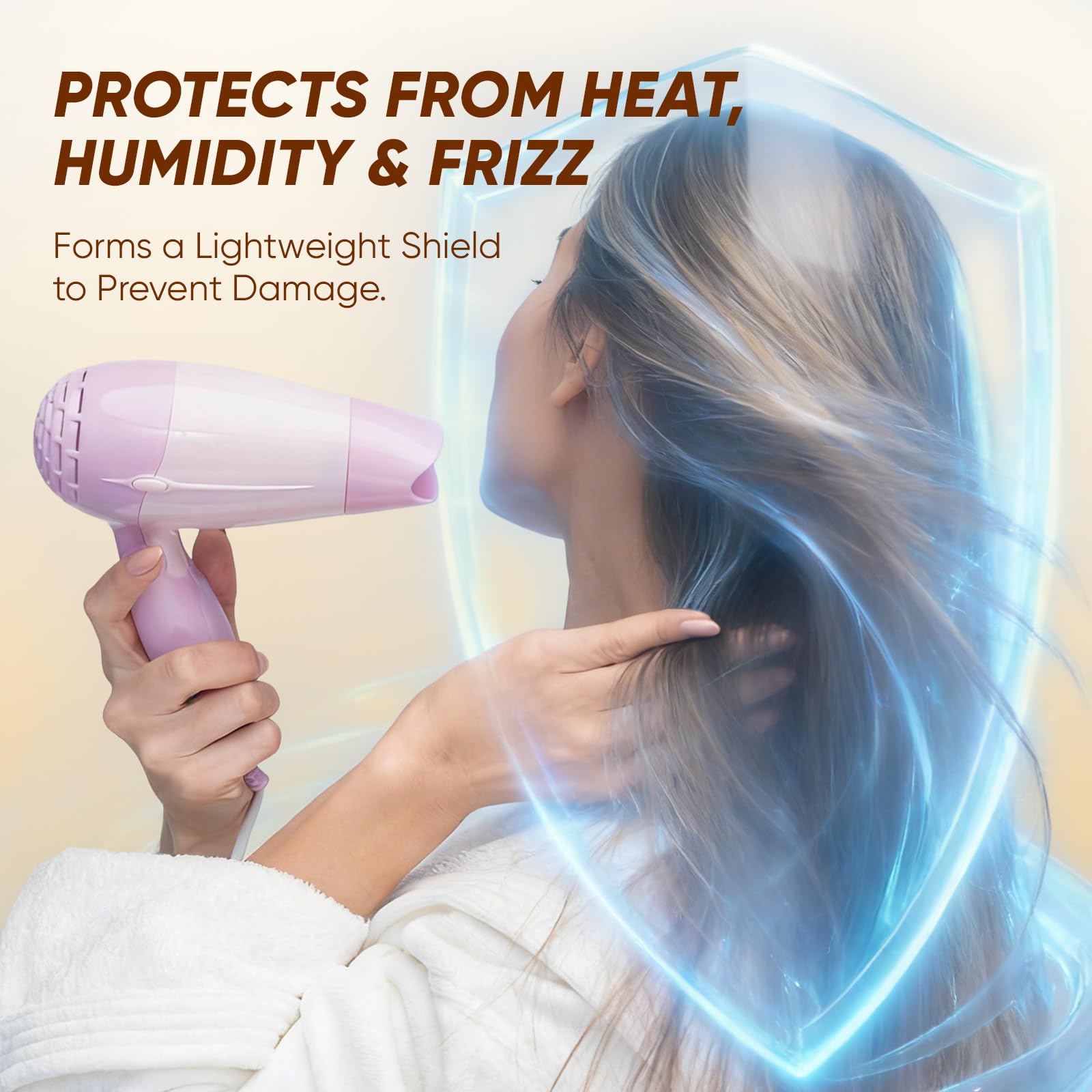 Brillance naturelle et douceur accrue sur cheveux secs grâce au soin.