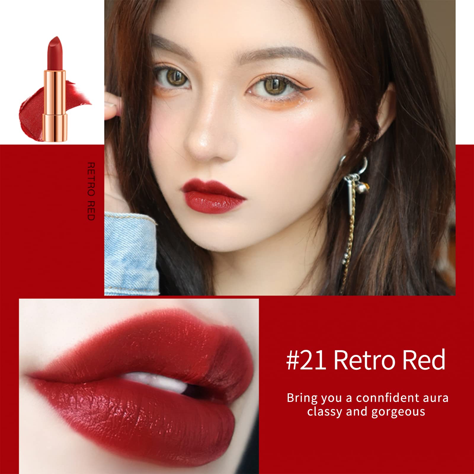Newvenper rouge rétro #21, idéal pour sublimer les contours des lèvres.