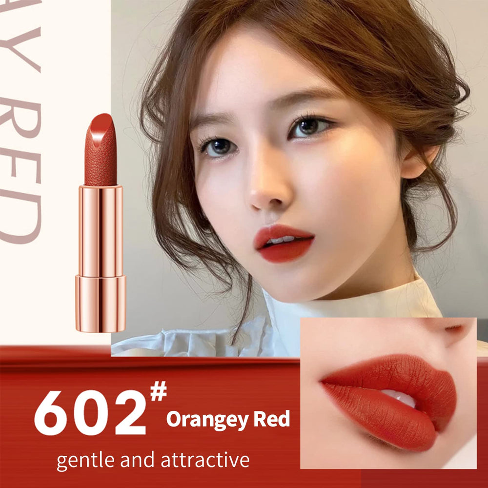 Newvenper rouge a levre 602 echantillon couleur, teinte orangée durable.