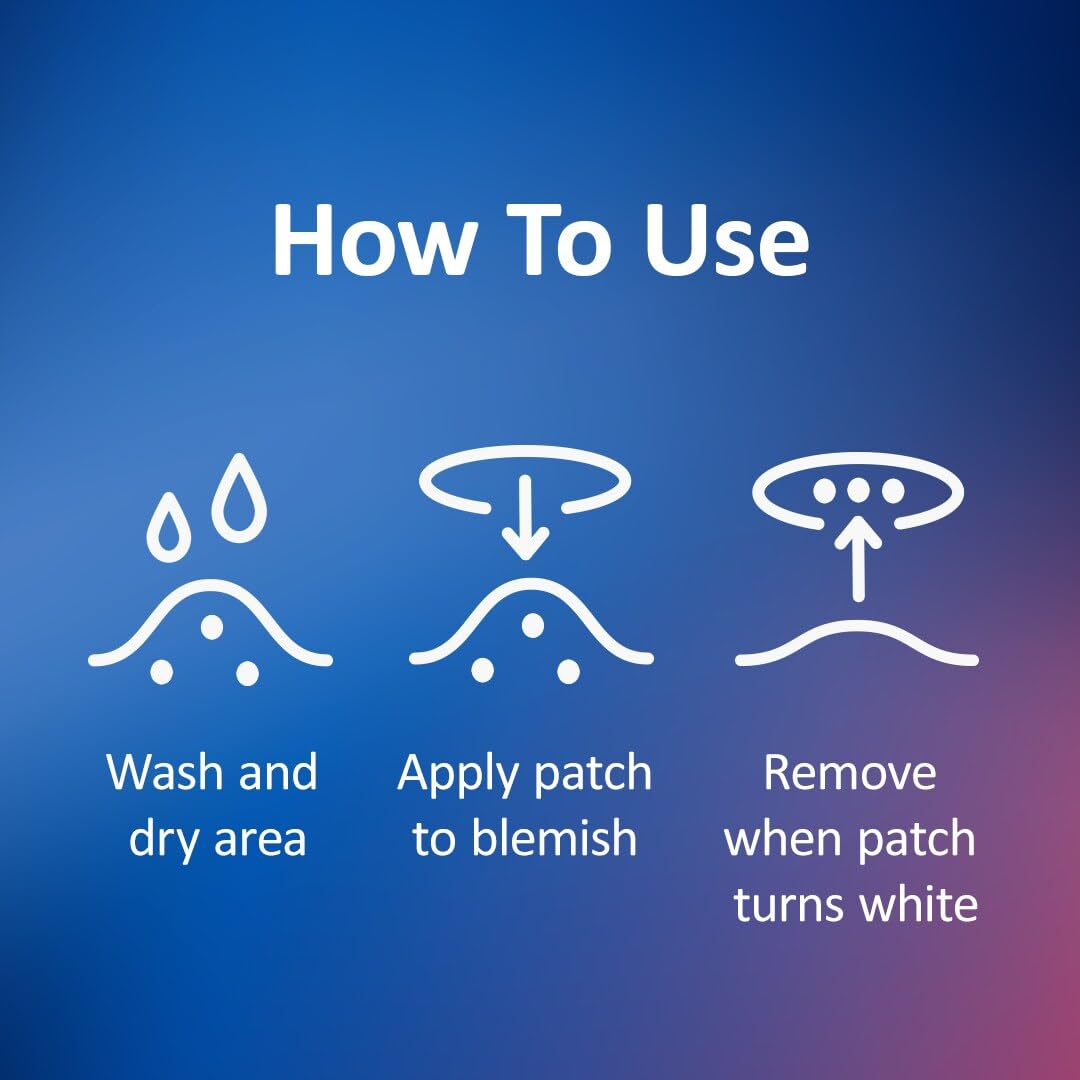 Pansement Nexcare anti-acné, mise en place facile sur peau propre.