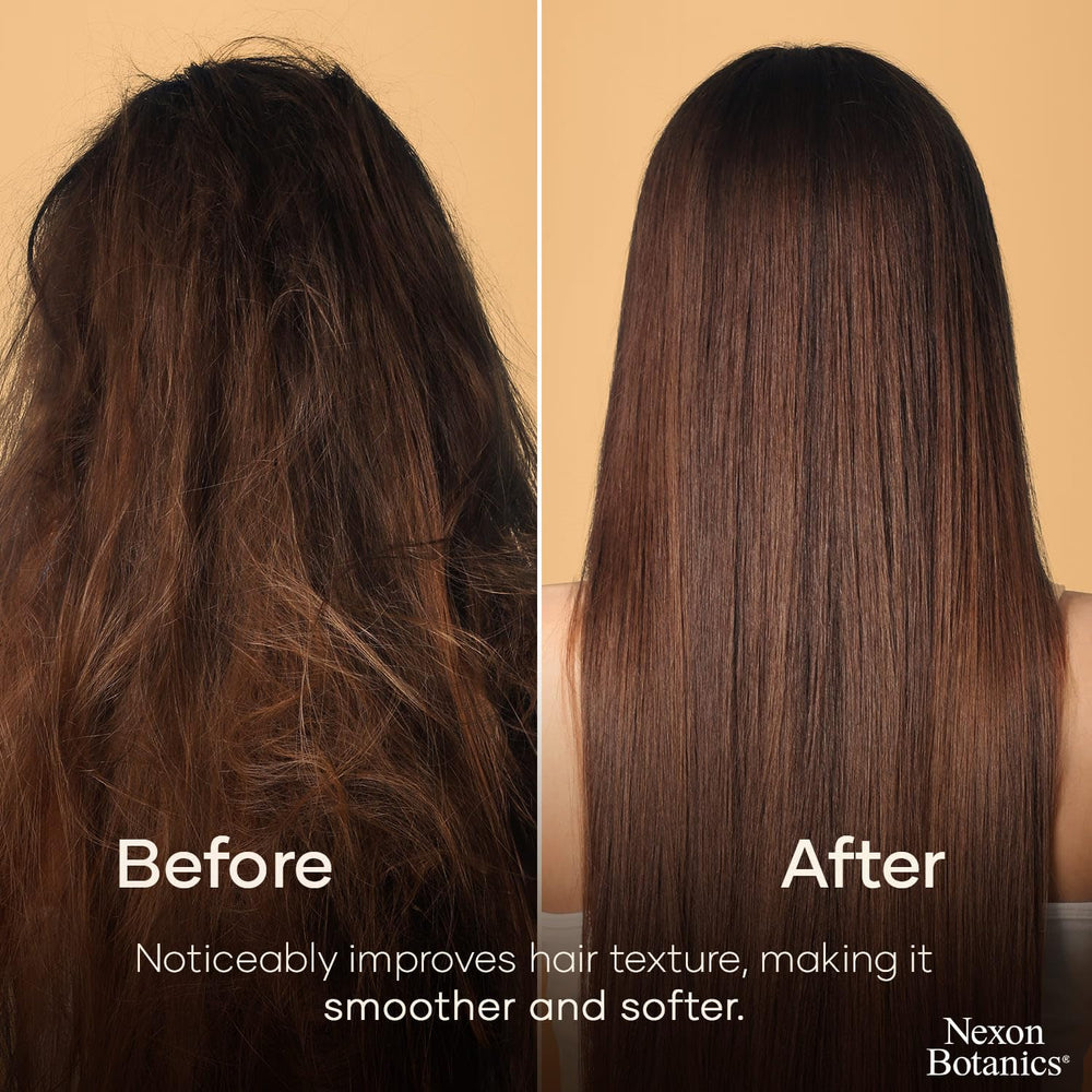 Nexon Botanics huile menthe romarin, adaptée à tous les types de cheveux.