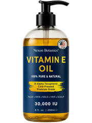 Nexon Botanics huile vitamine E 30 000 UI, flacon pour hydratation en profondeur.