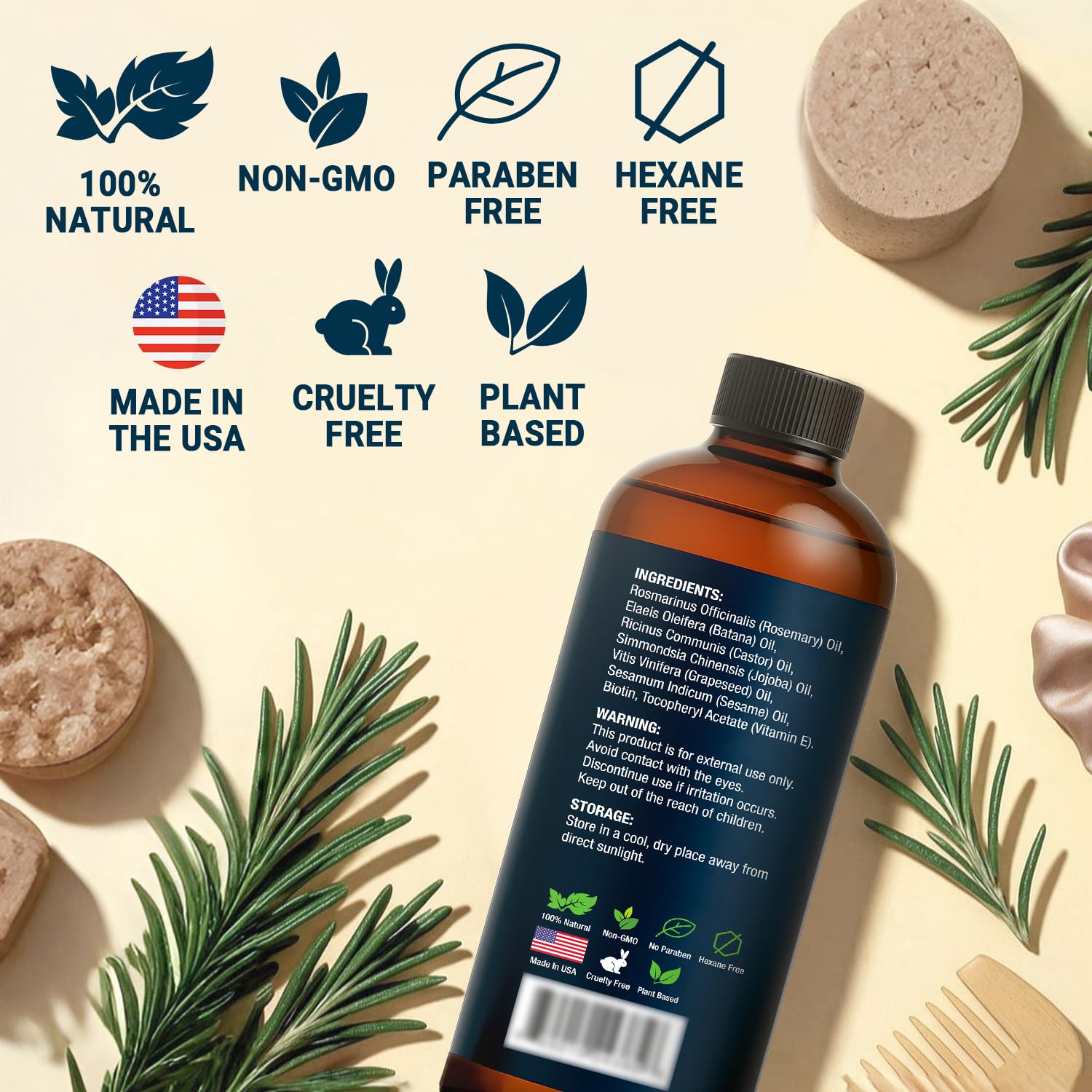 Nexon Botanics rosemary oil used as frizz-control pre-styling aid