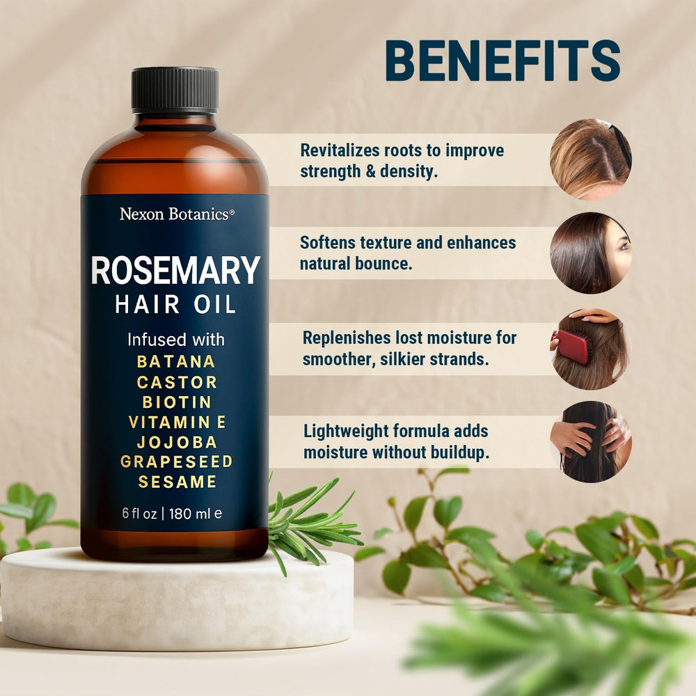 Nexon Botanics Rosemary Oil label close-up showing clean vegan formula