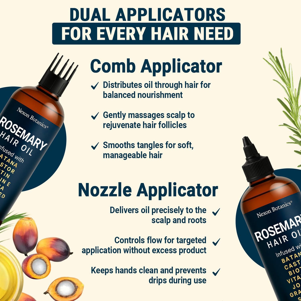 Nexon Botanics rosemary oil being massaged into the scalp for hydration