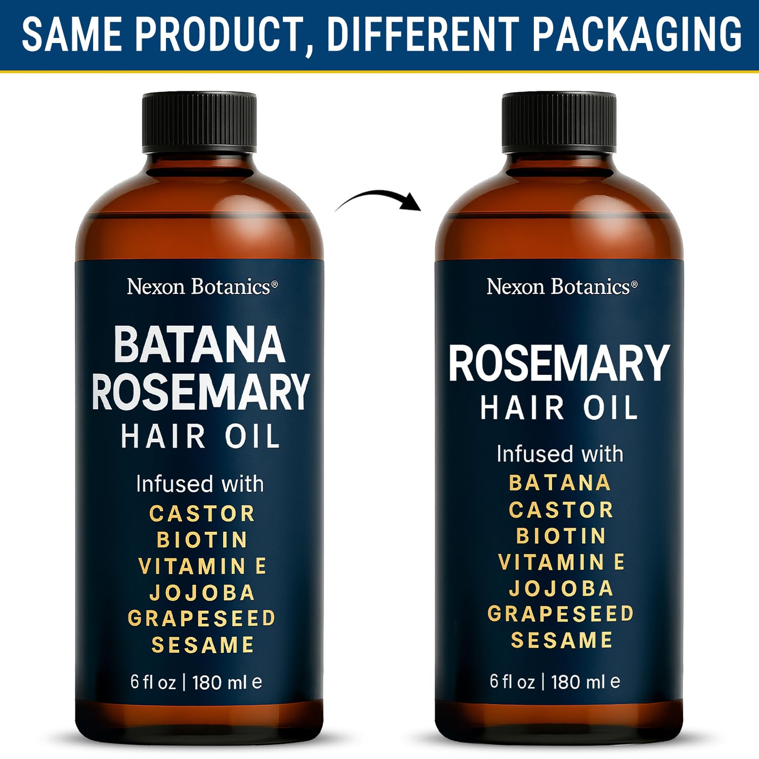 Nexon Botanics Rosemary Oil labeled as USA-made on a clean surface