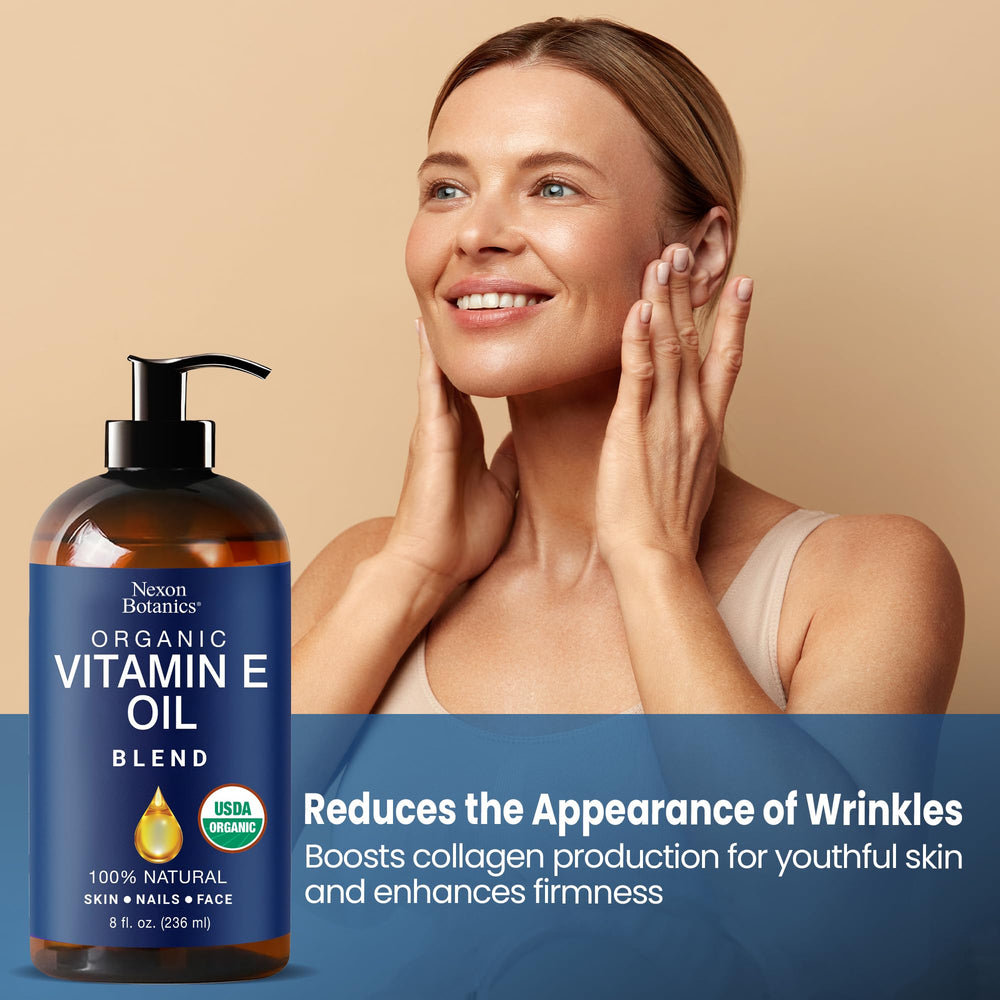 Nexon Botanics Vitamin E Oil amber bottle protects potency