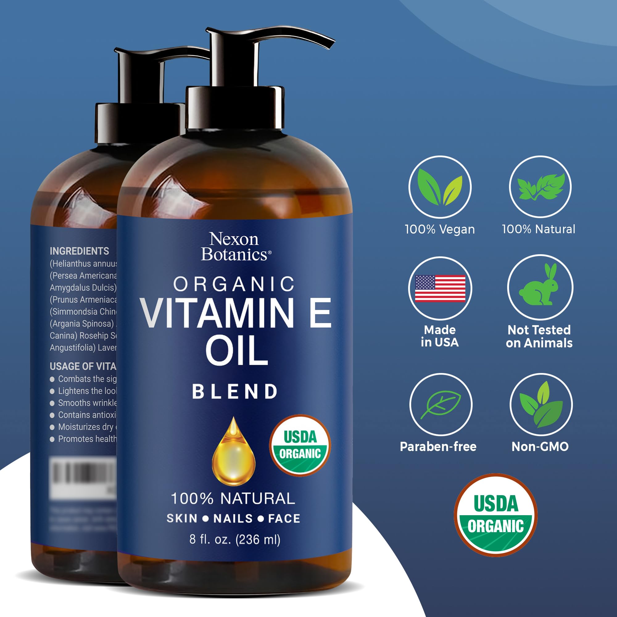 Nexon Botanics Vitamin E Oil moisturizes dry skin with a rich blend