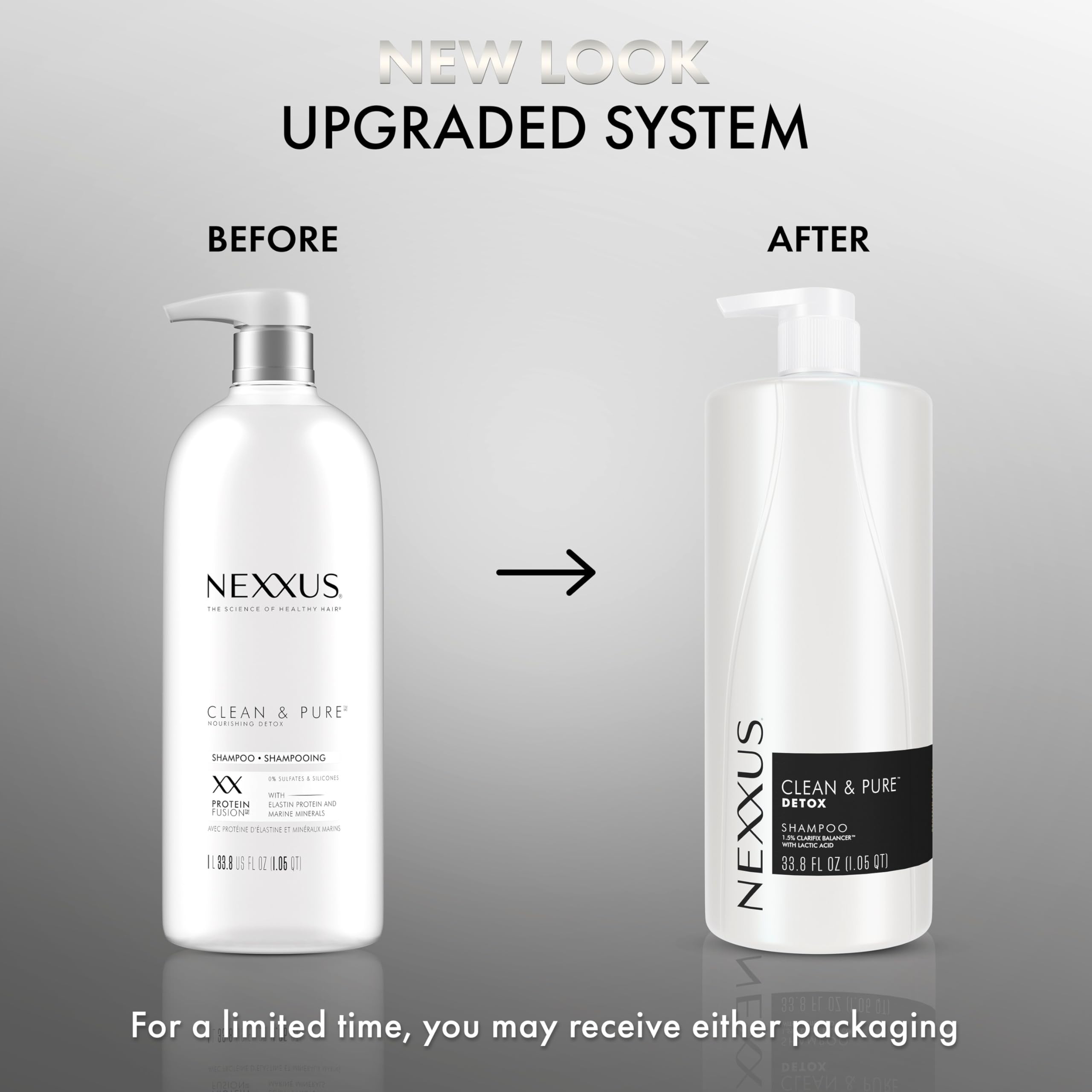 Nexxus Clean & Pure Sans Silicones: la bouteille respecte les cheveux sans résidu lourd.