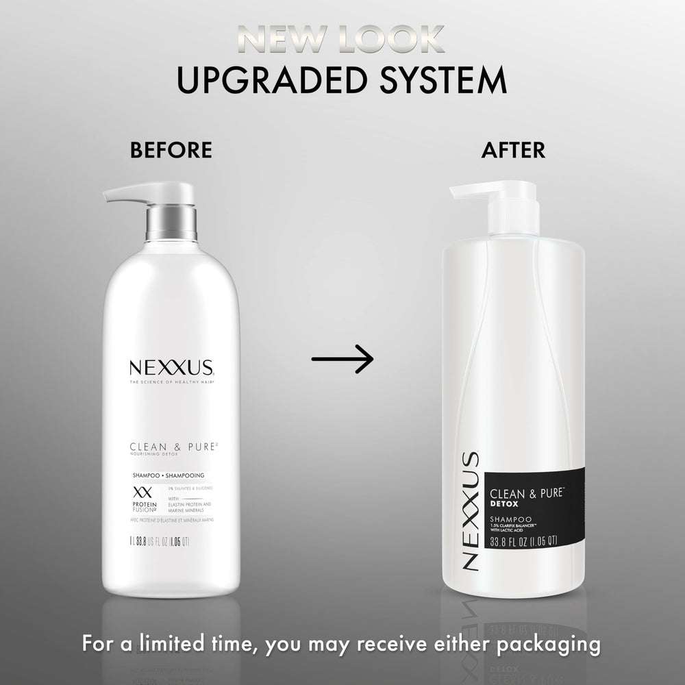 Nexxus Clean & Pure Sans Silicones: la bouteille respecte les cheveux sans résidu lourd.