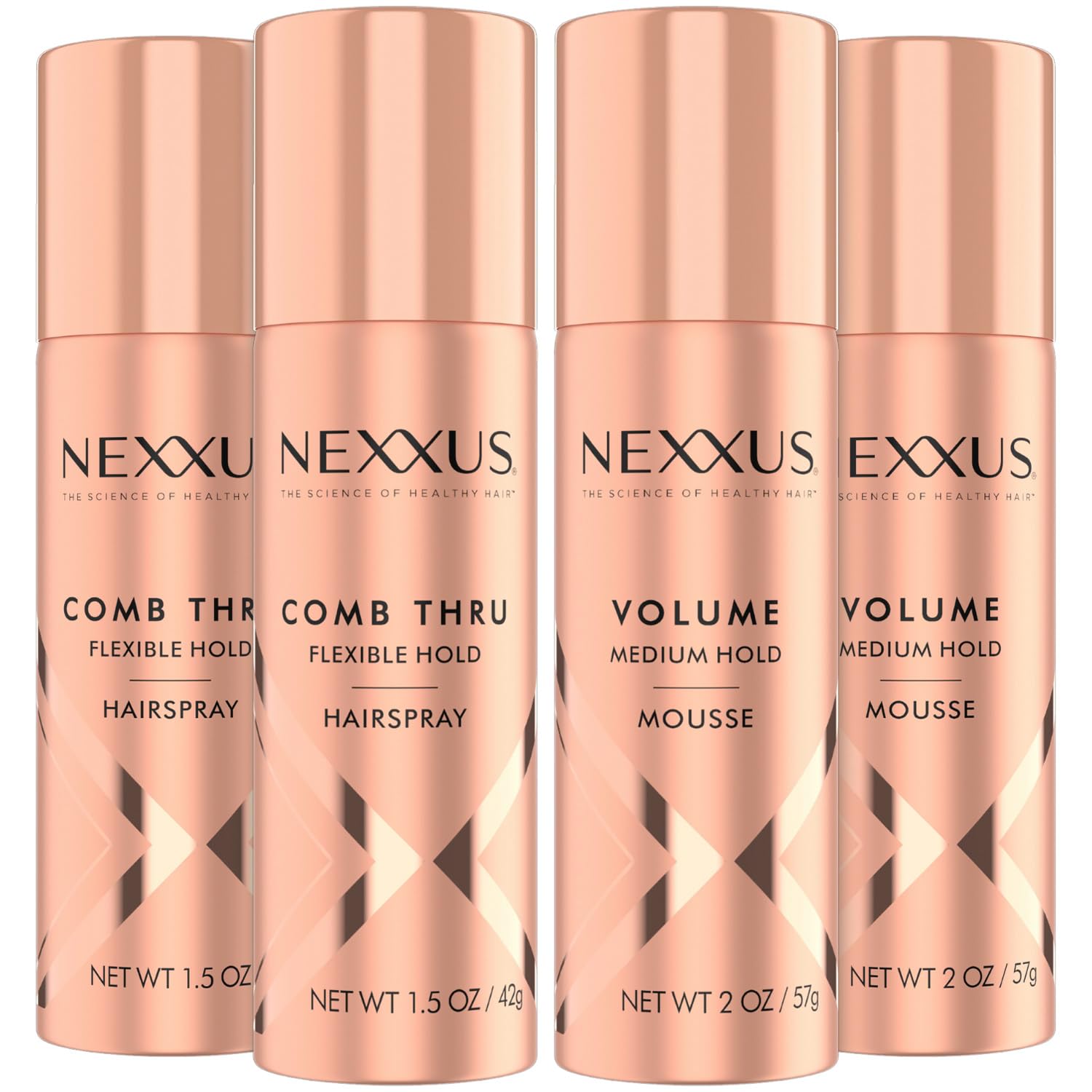 Nexxus Comb Thru Hairspray, bouteille 1,5 oz, maintien léger et flexible.