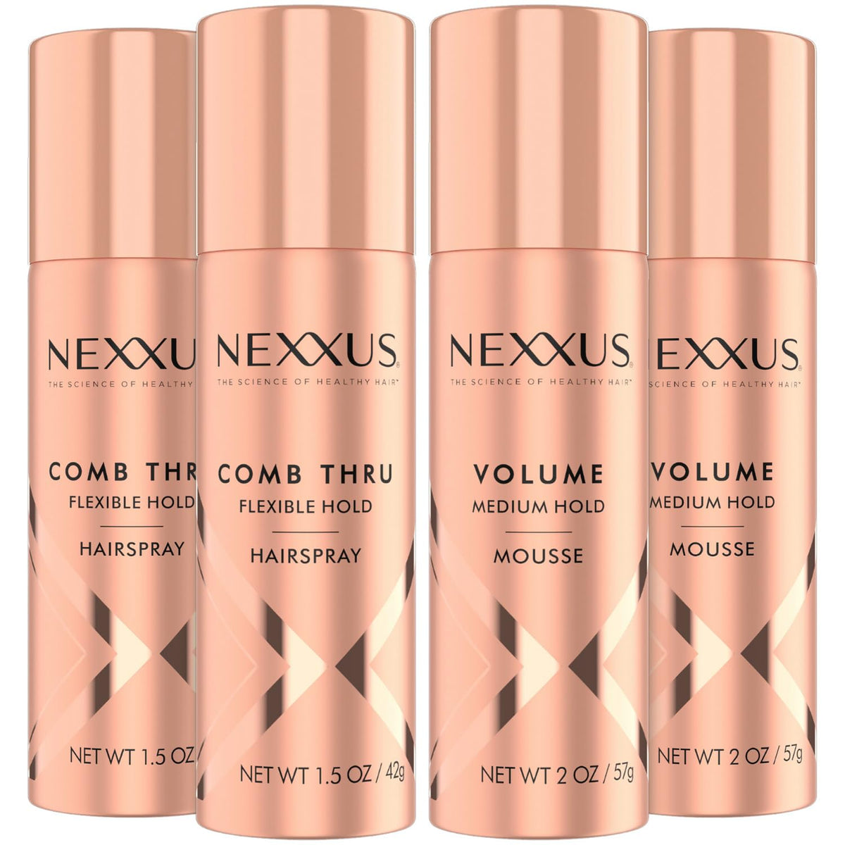 Nexxus Comb Thru Hairspray, bouteille 1,5 oz, maintien léger et flexible.