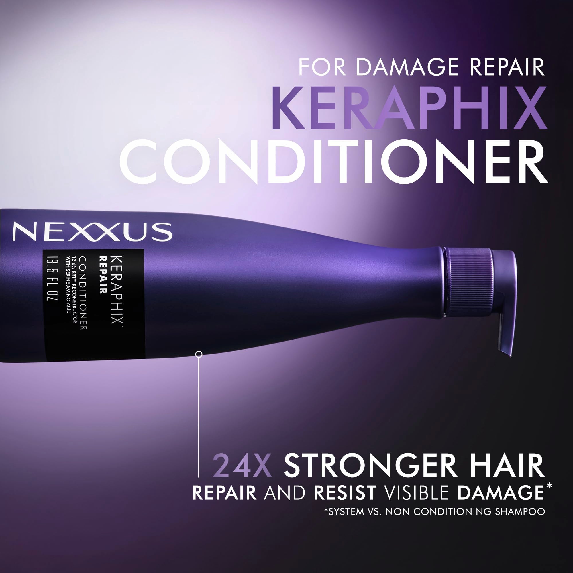 Nexxus Keraphix: cheveux démêlés, élasticité renforcée et résistance accrue.
