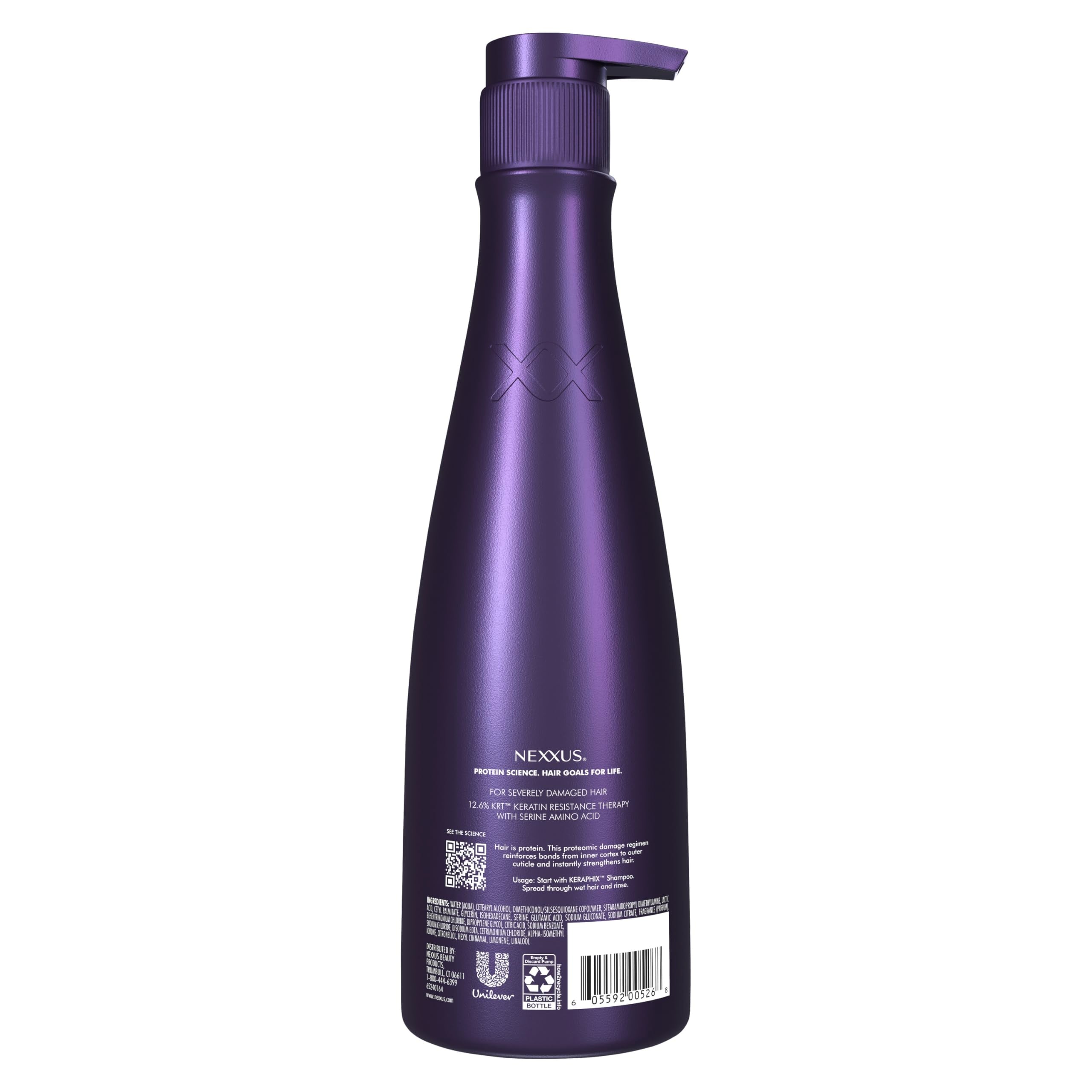 Nexxus Keraphix: texture crème sur cheveux mouillés après shampooing, hydratation immédiate.