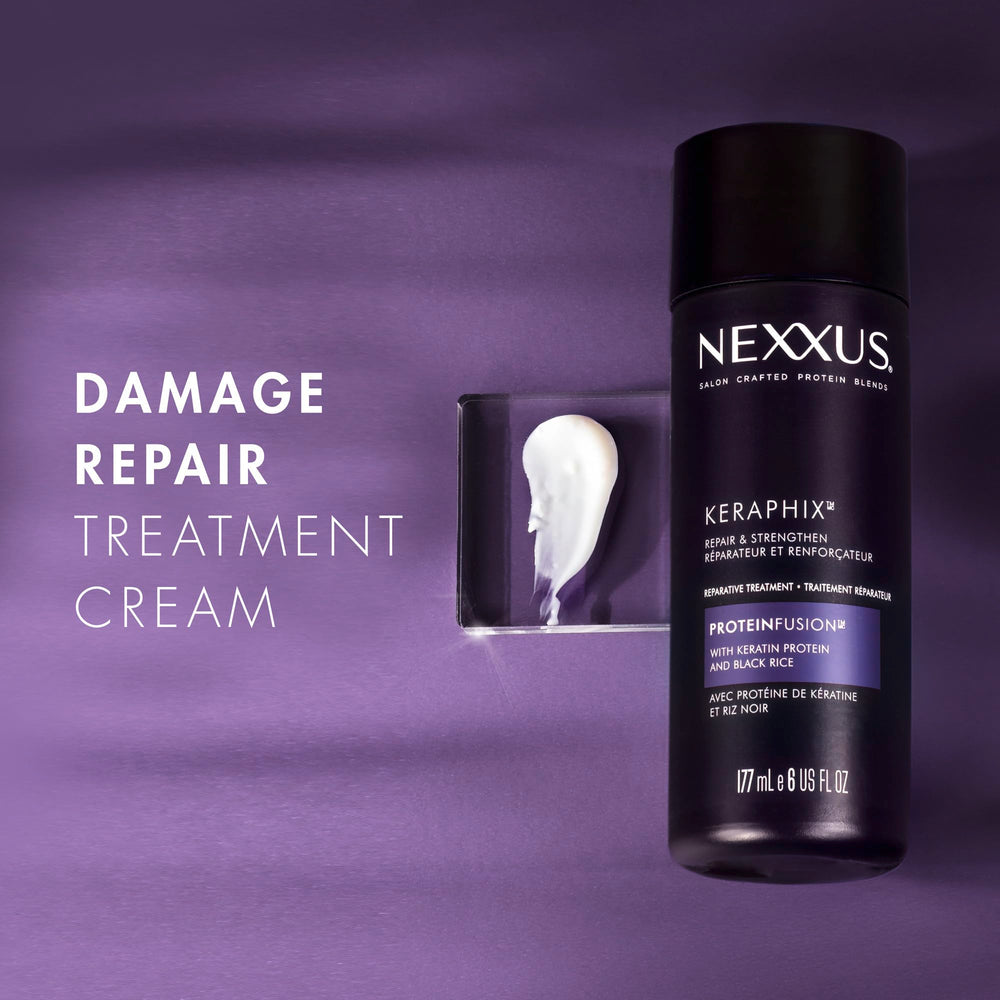 Emballage Nexxus Keraphix, présentation premium sur l’étagère.