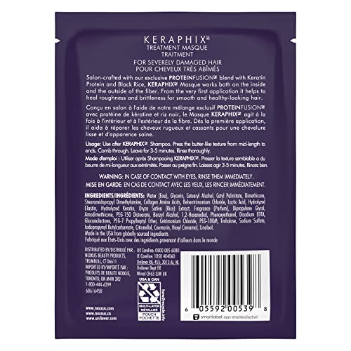 Nexxus Keraphix Masque PROTEINFUSION Keratine et Riz Noir nourrissant les mèches.