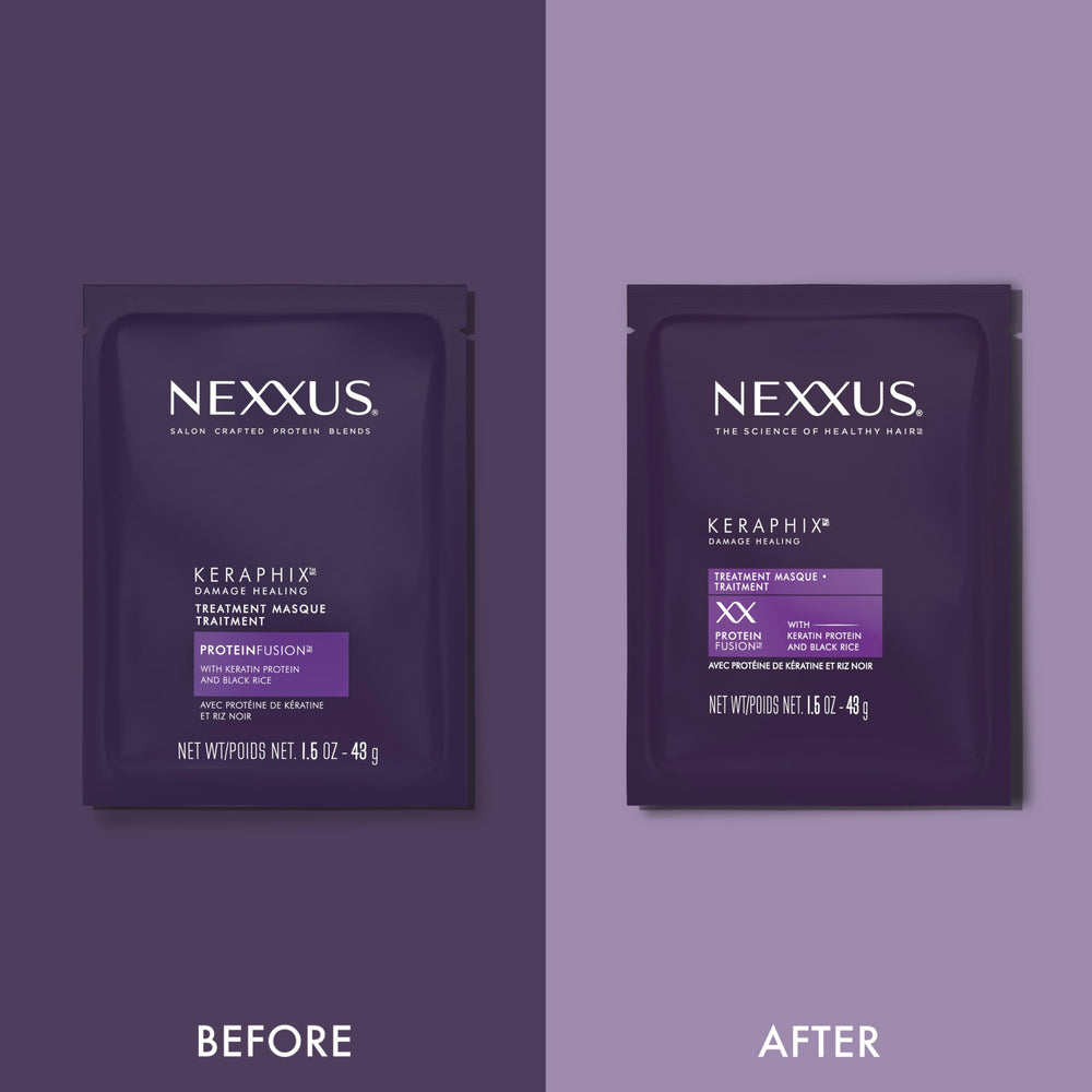 Nexxus Keraphix Masque résultat visible après une utilisation.