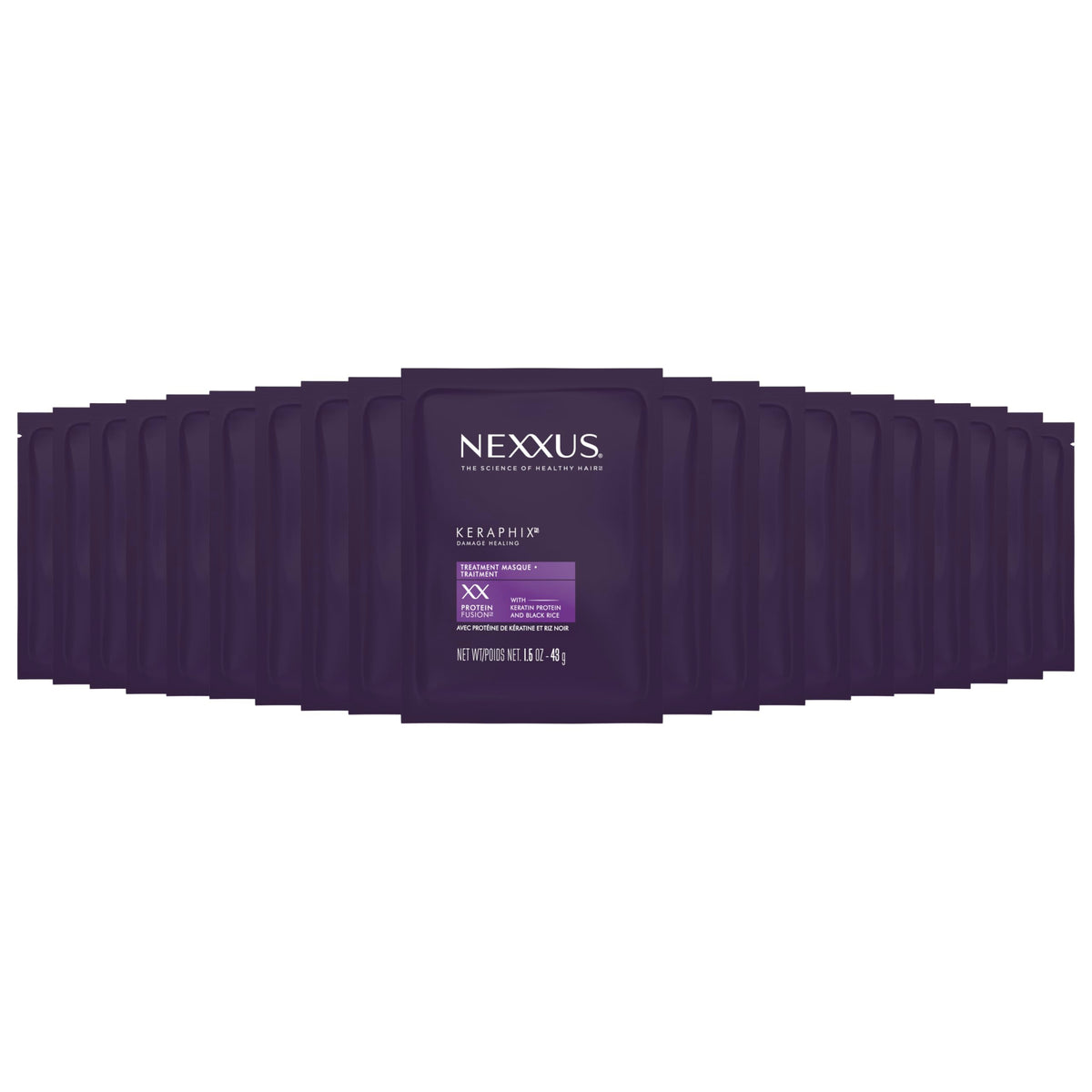 Nexxus Keraphix Masque texture crème enveloppant et hydratant les cheveux.
