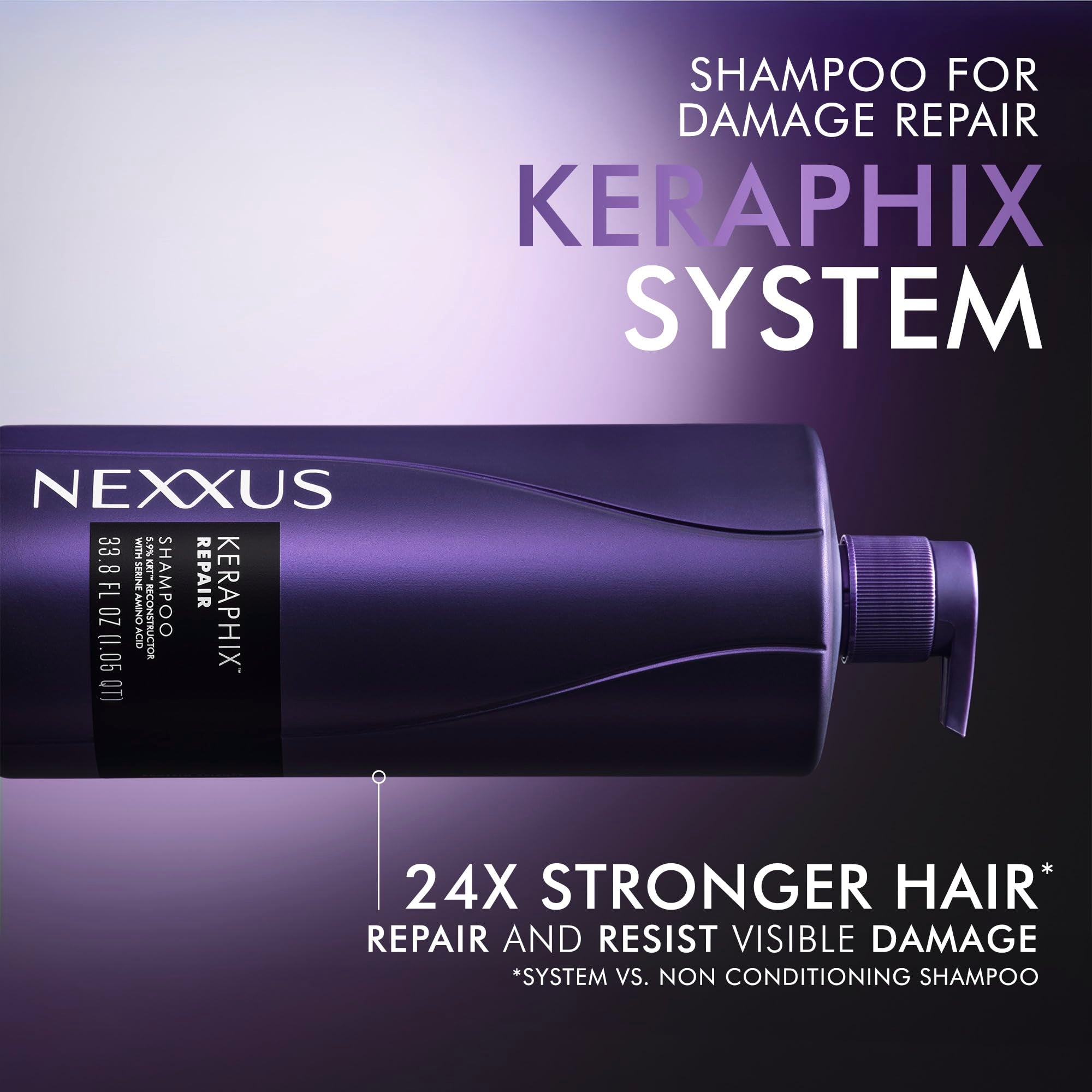 Nexxus Keraphix Shampoing – massage capillaire, cheveux plus souples après lavage