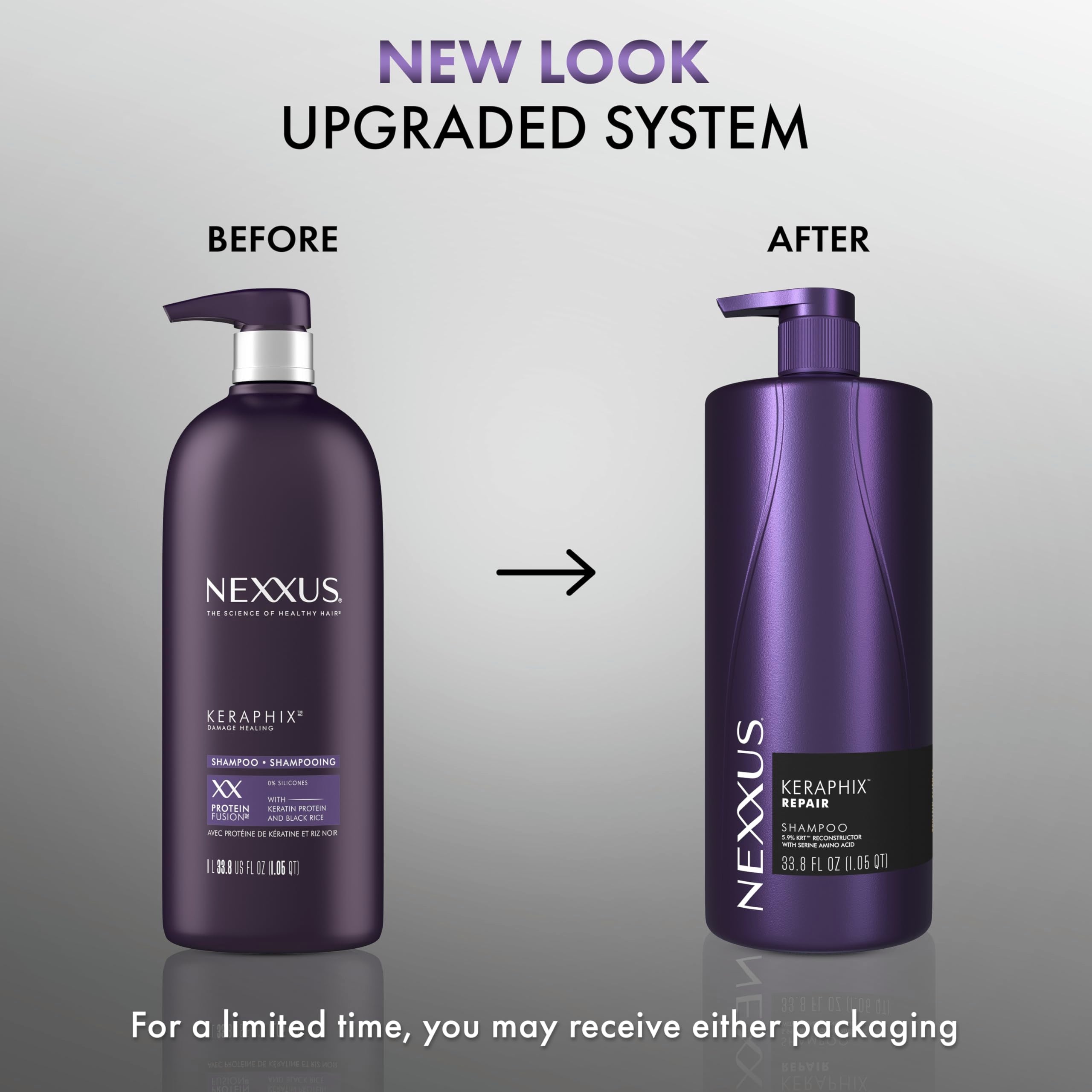 Nexxus Keraphix Shampoing – mousse légère, lavage doux pour cheveux secs