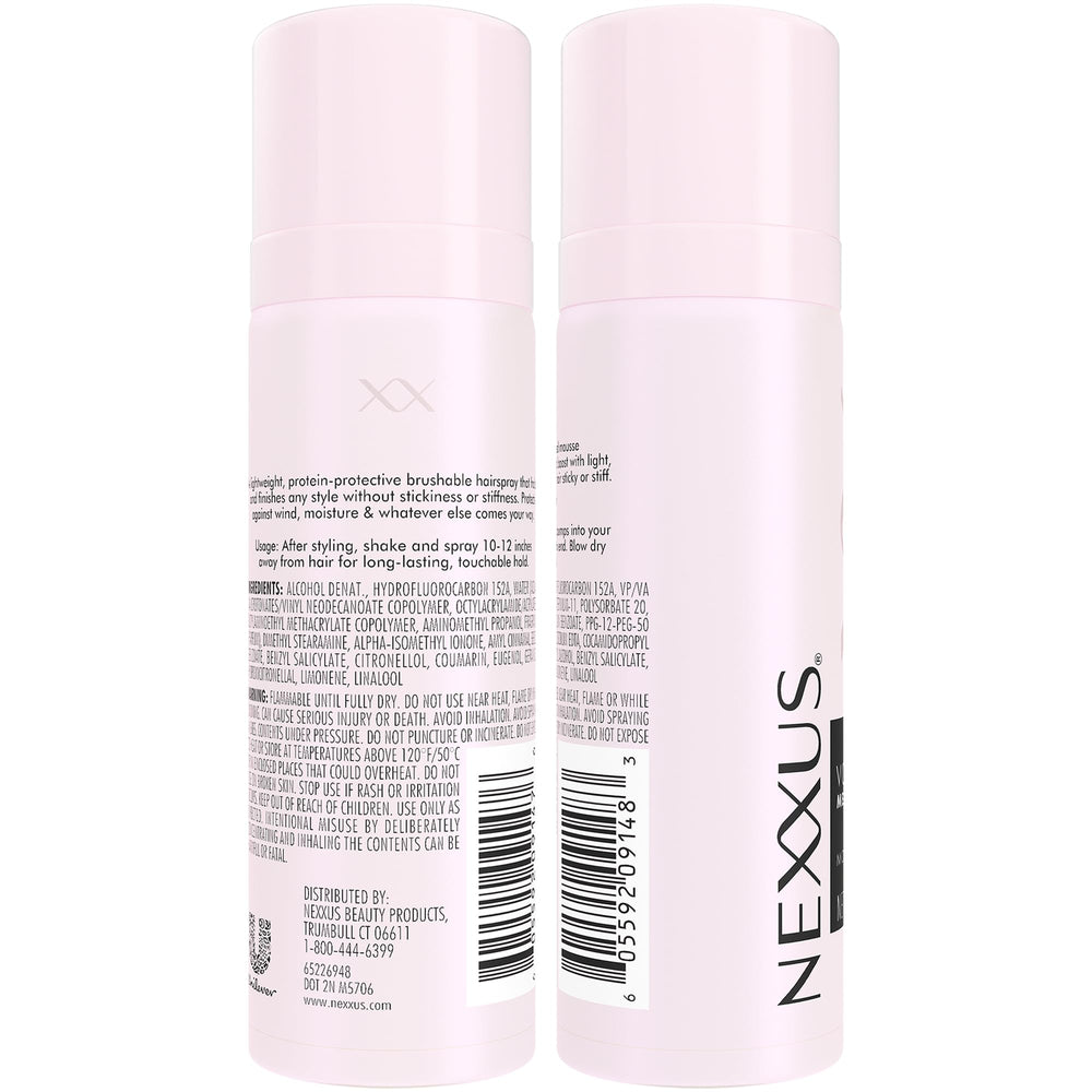 Nexxus Spray cheveux, brume fine prête à être appliquée sans résidu.