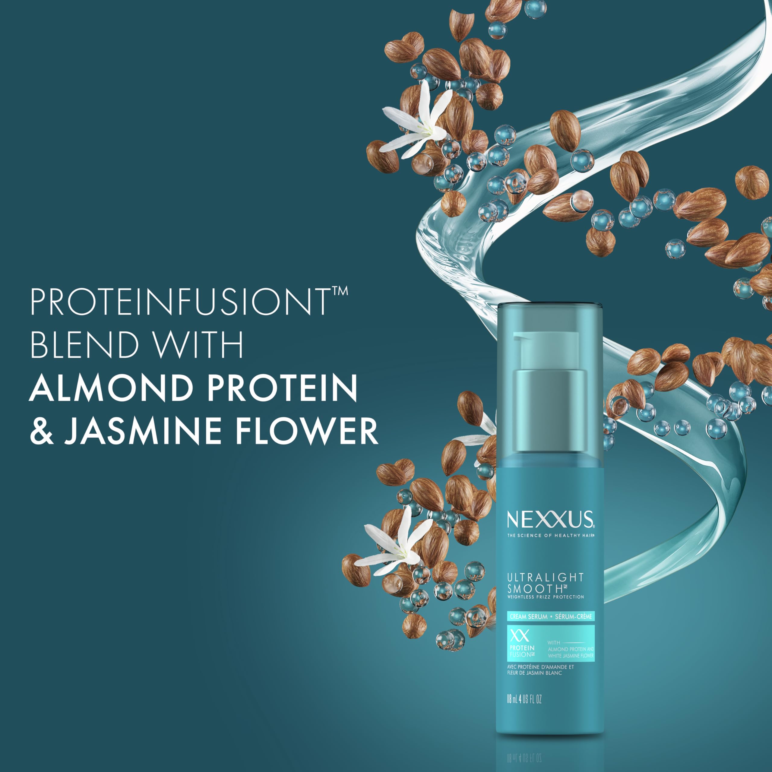 Nexxus Ultralight Smooth Serum – cheveux frisés disciplinés et brillance sans effort.