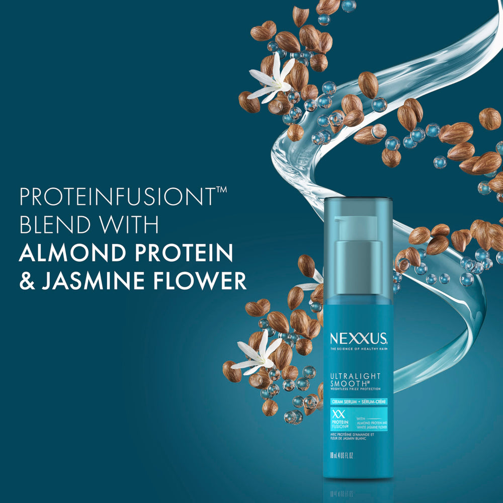 Nexxus Ultralight Smooth Serum – cheveux frisés disciplinés et brillance sans effort.