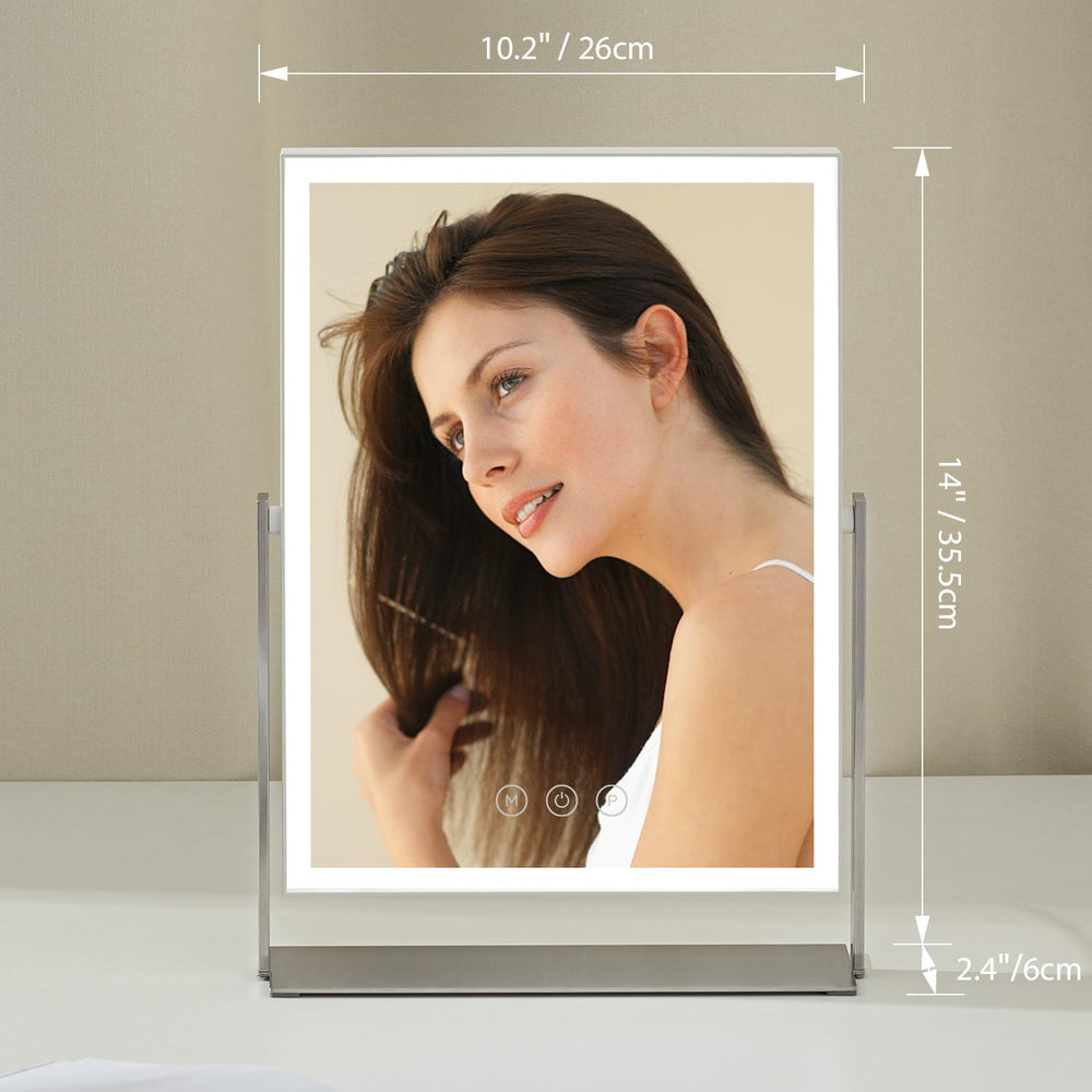 NEZZOE miroir avec boutons tactiles et 3 couleurs lumineuses adaptées.