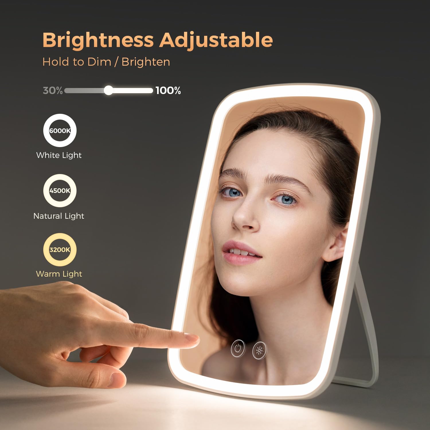 NEZZOE Miroir maquillage avec 3 couleurs pour éclairage adaptatif