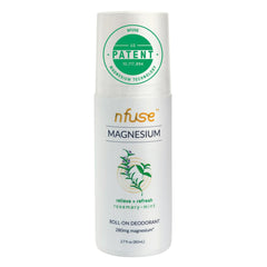 nfuse roll-on magnésium rosementhe bouteille: fraîcheur durable et délivrance transdermique.