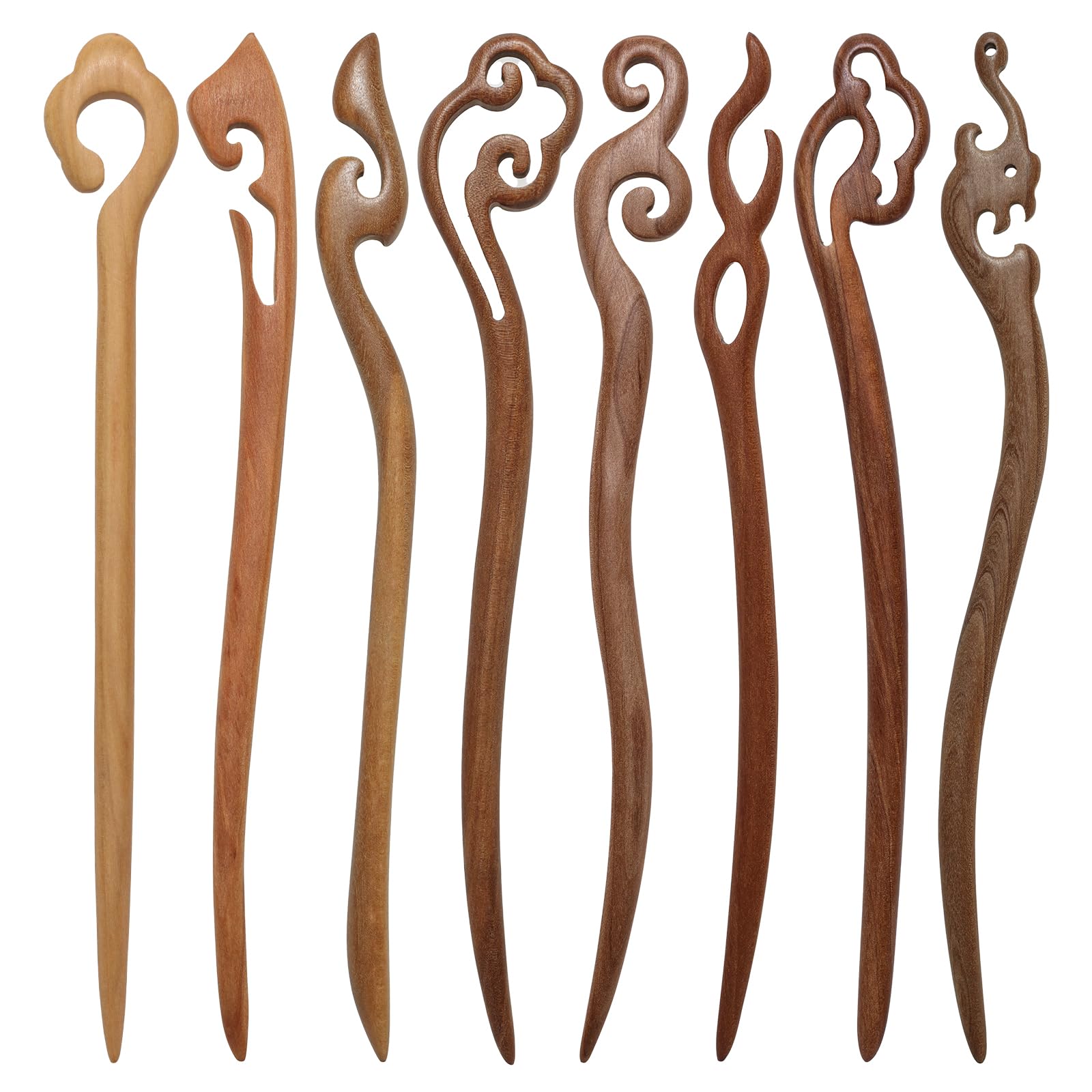 Ngdhkd baguettes cheveux bois de pêche gravures traditionnelles, allure élégante.