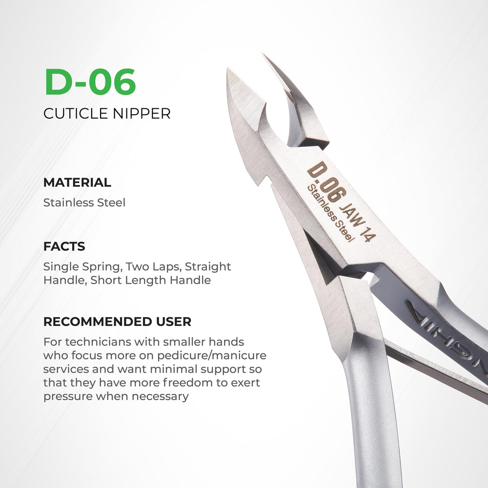NGHIA Cuticle Nipper D-06 Jaw 16, ressort simple facilite la manipulation