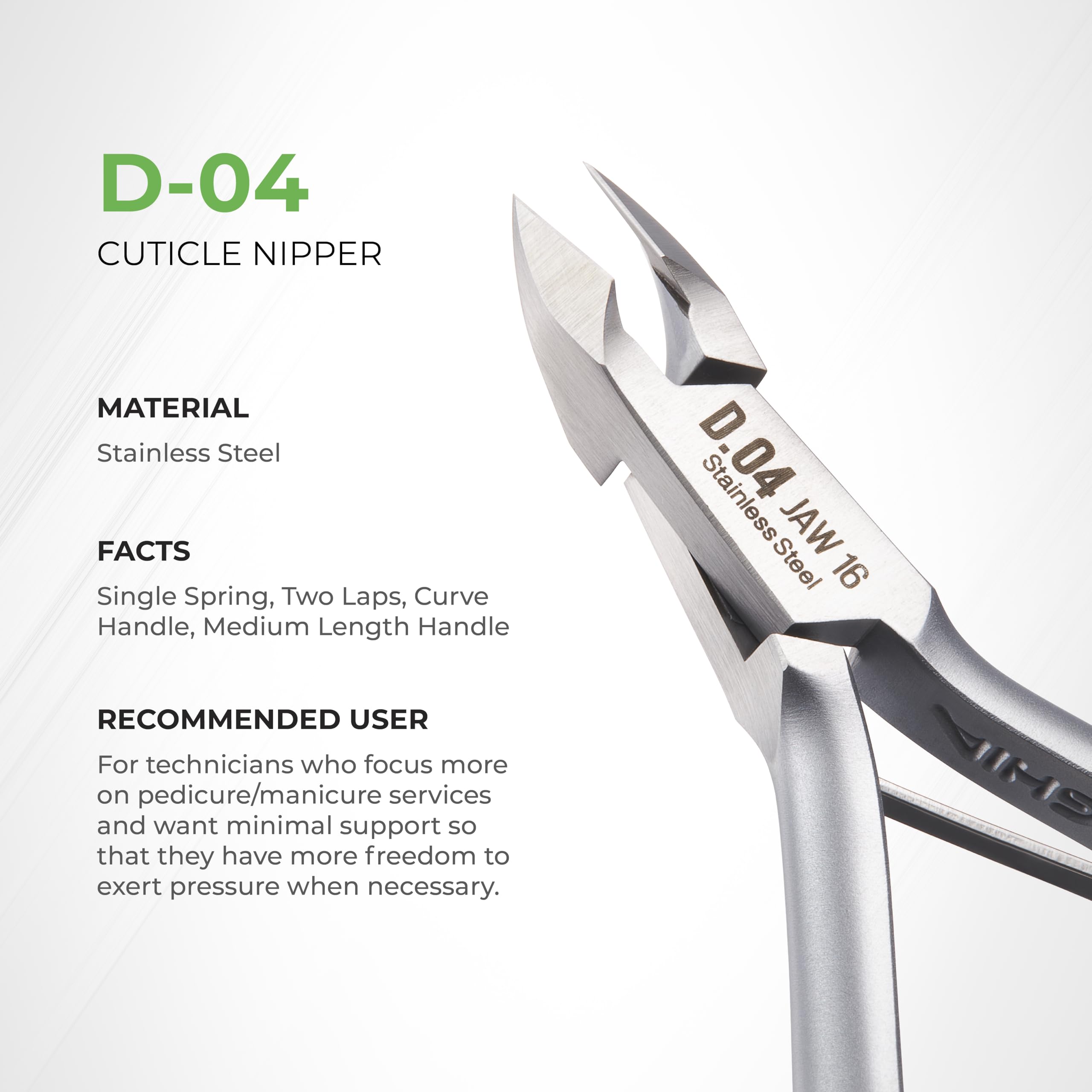 NGHIA Cuticle Nipper D-04 Jaw 16 — machoire-large pour ongles epais.