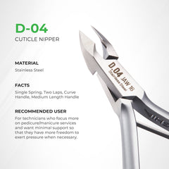 NGHIA Cuticle Nipper D-04 Jaw 16 — machoire-large pour ongles epais.