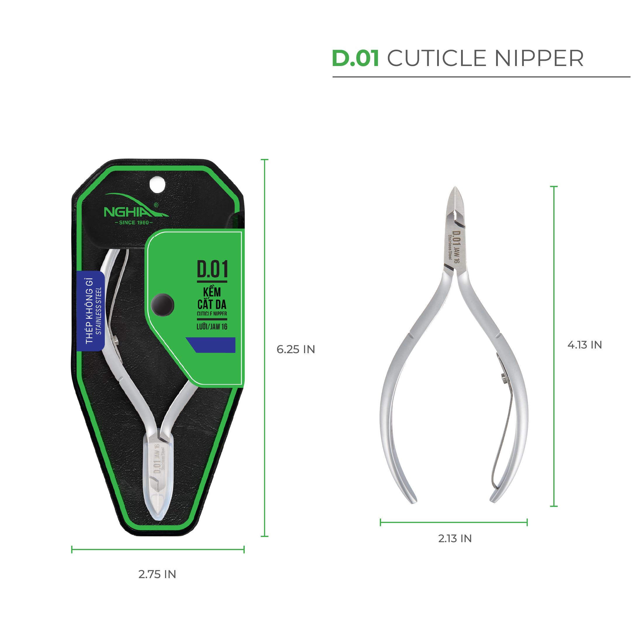 Pince Nghia D-01, poignée ergonomique pour un contrôle optimal.