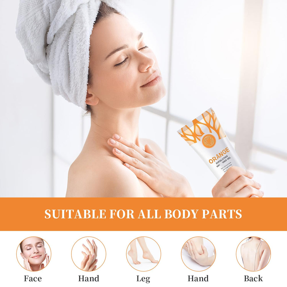 Niaoyun gel exfoliant orange – collagene : soutien potentiel de l’élasticité de la peau.