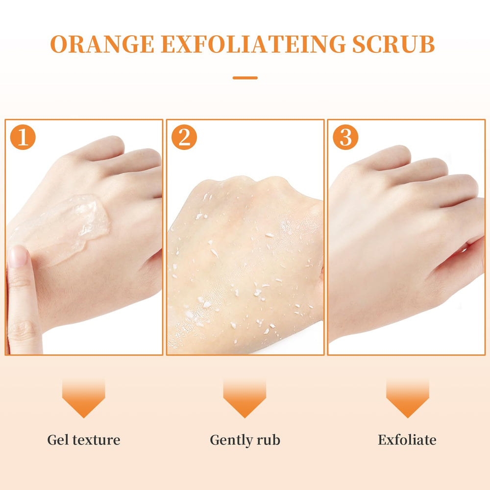 Niaoyun gel exfoliant orange – texture gel : application agréable et résultat frais.